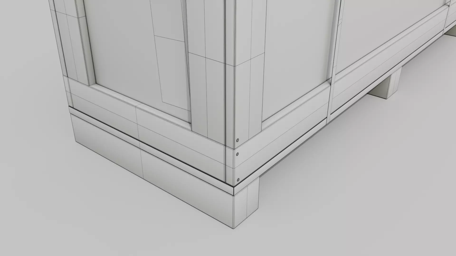 Wide Narrow Wooden Crate - Customizable Shipping Box Low-poly 3D model_22