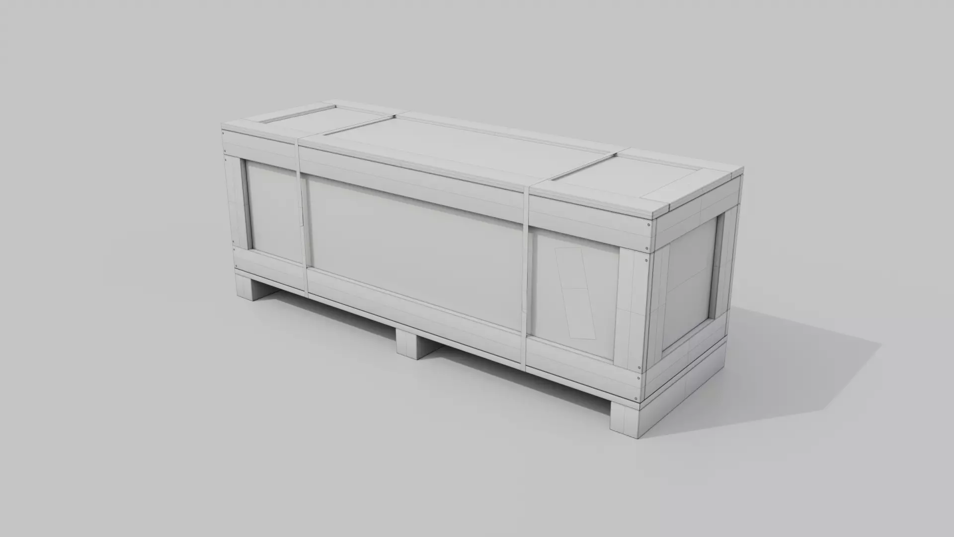 Wide Narrow Wooden Crate - Customizable Shipping Box Low-poly 3D model_19