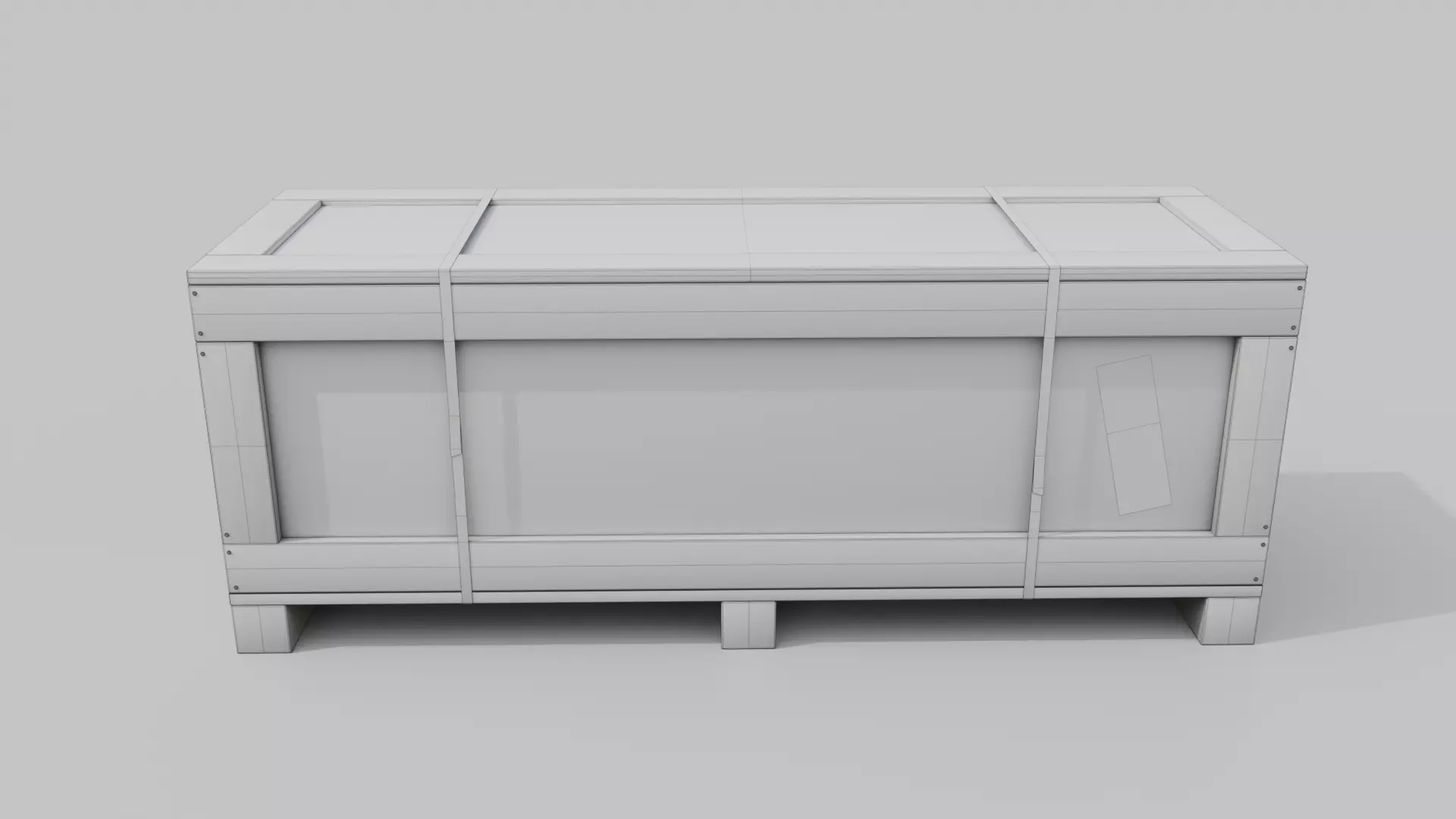 Wide Narrow Wooden Crate - Customizable Shipping Box Low-poly 3D model_20