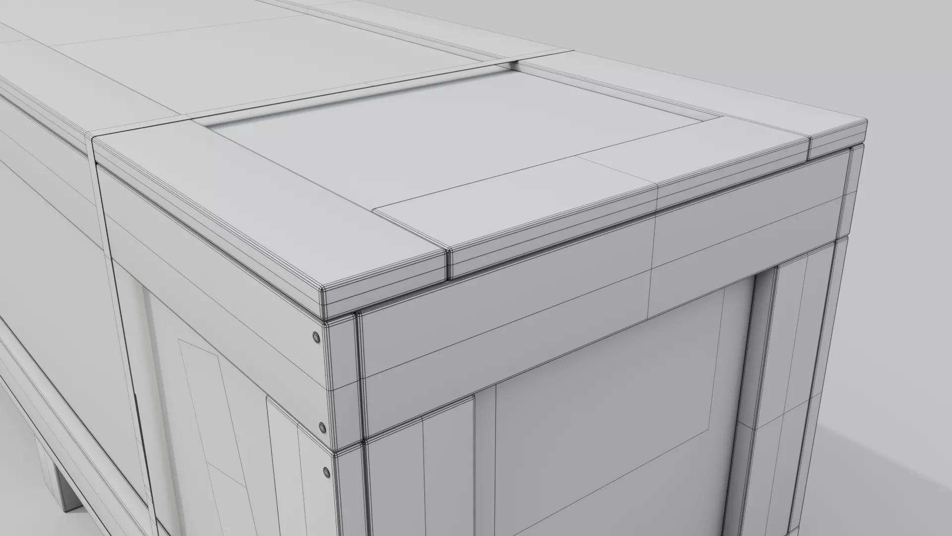 Wide Narrow Wooden Crate - Customizable Shipping Box Low-poly 3D model_21