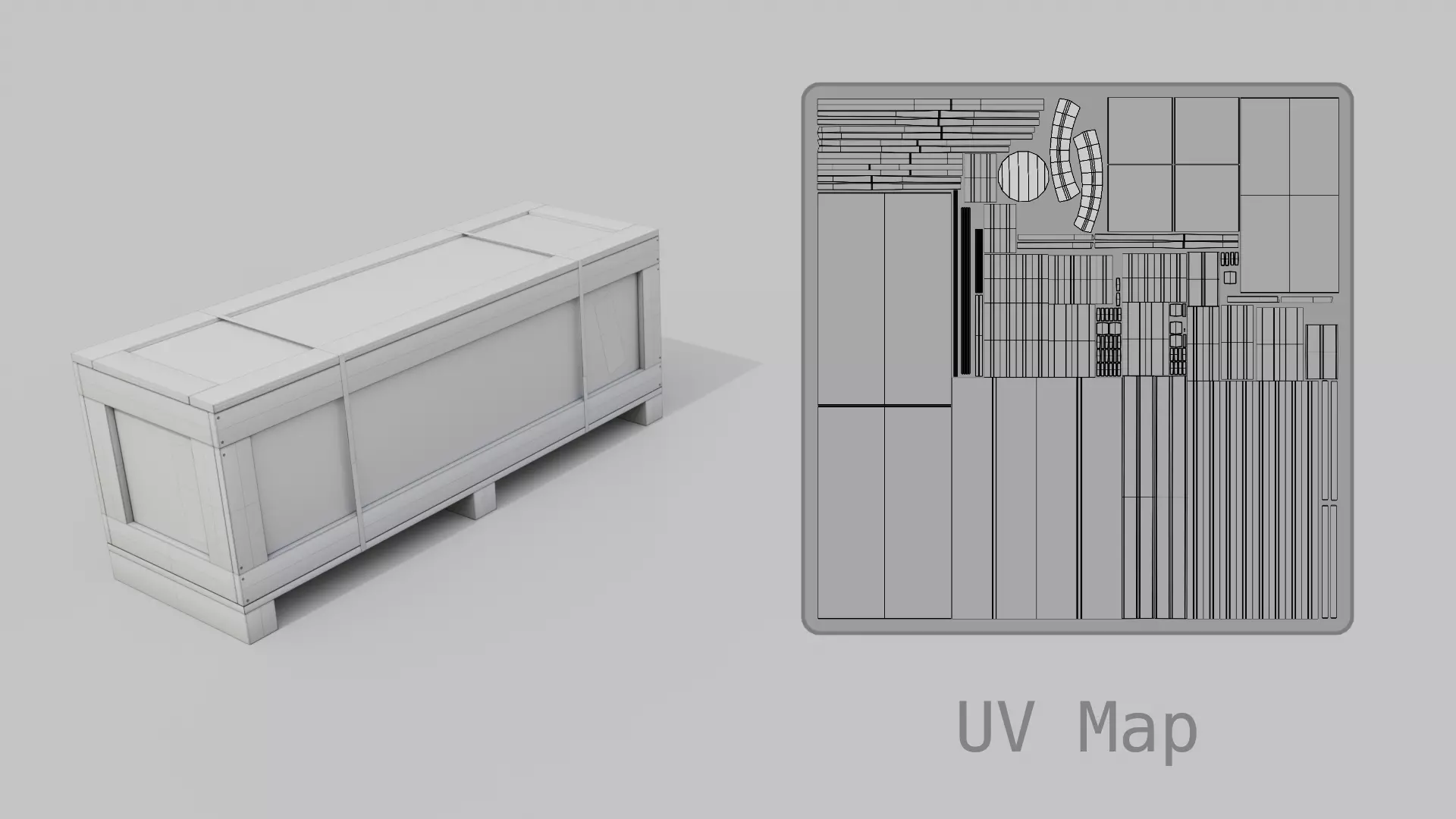 Wide Narrow Wooden Crate - Customizable Shipping Box Low-poly 3D model_24