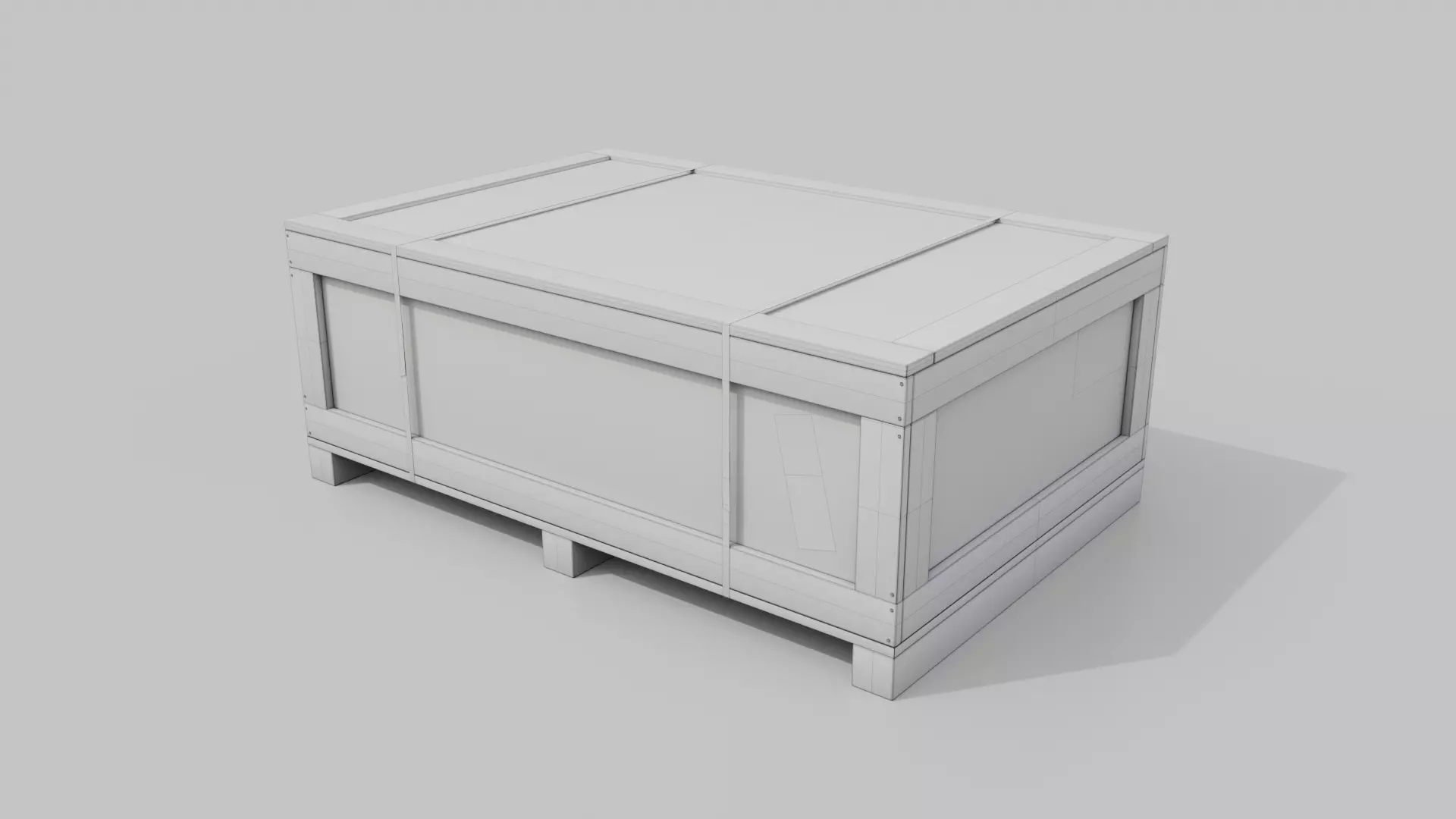 Wide and Flat Wooden Crate - Customizable Shipping Box Low-poly 3D model_18