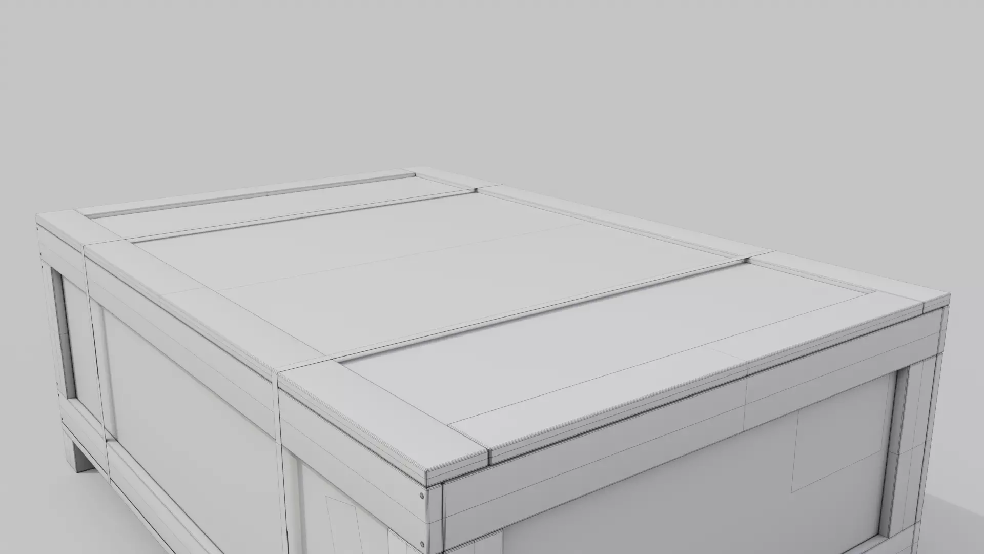 Wide and Flat Wooden Crate - Customizable Shipping Box Low-poly 3D model_20