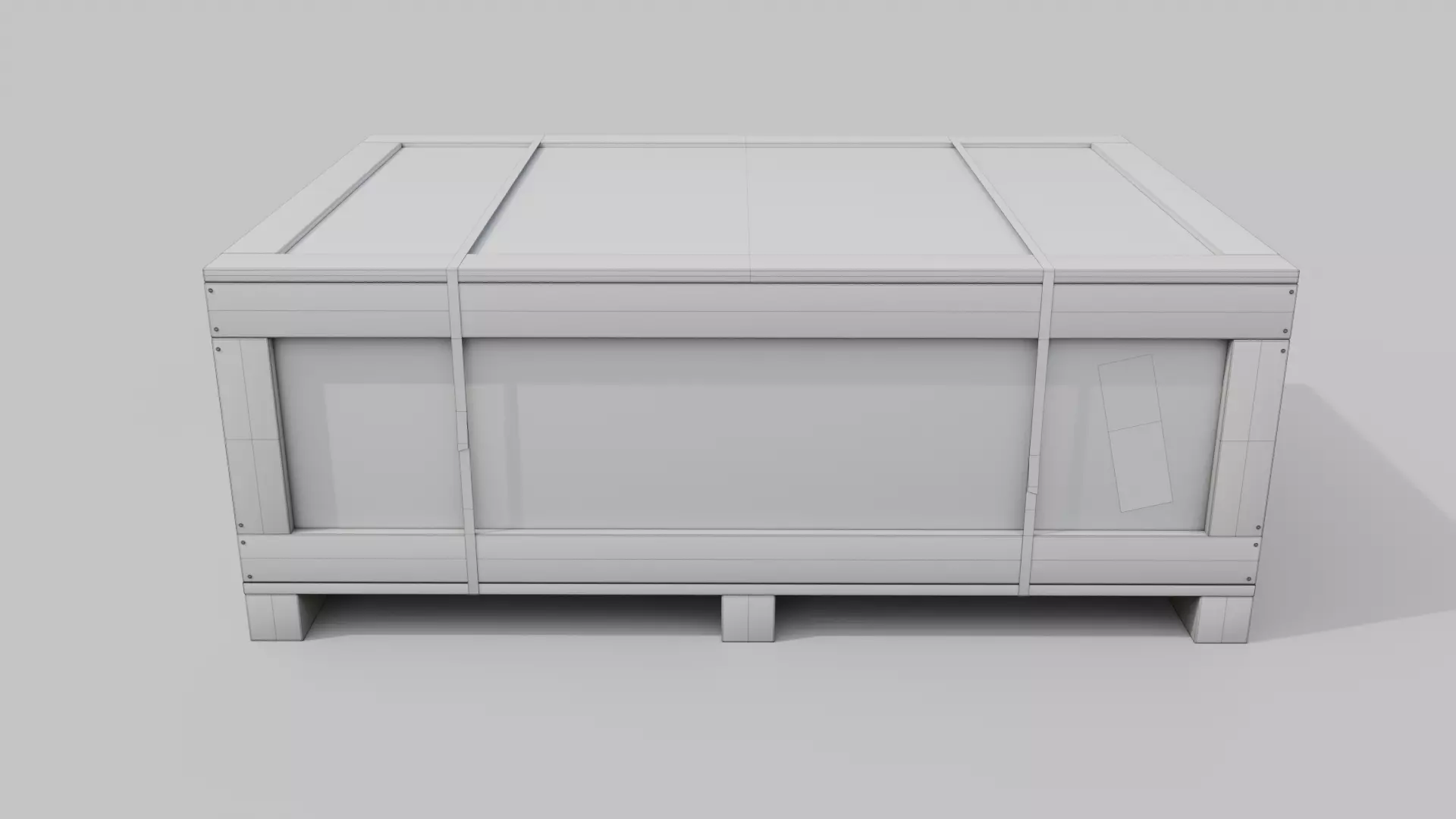 Wide and Flat Wooden Crate - Customizable Shipping Box Low-poly 3D model_19