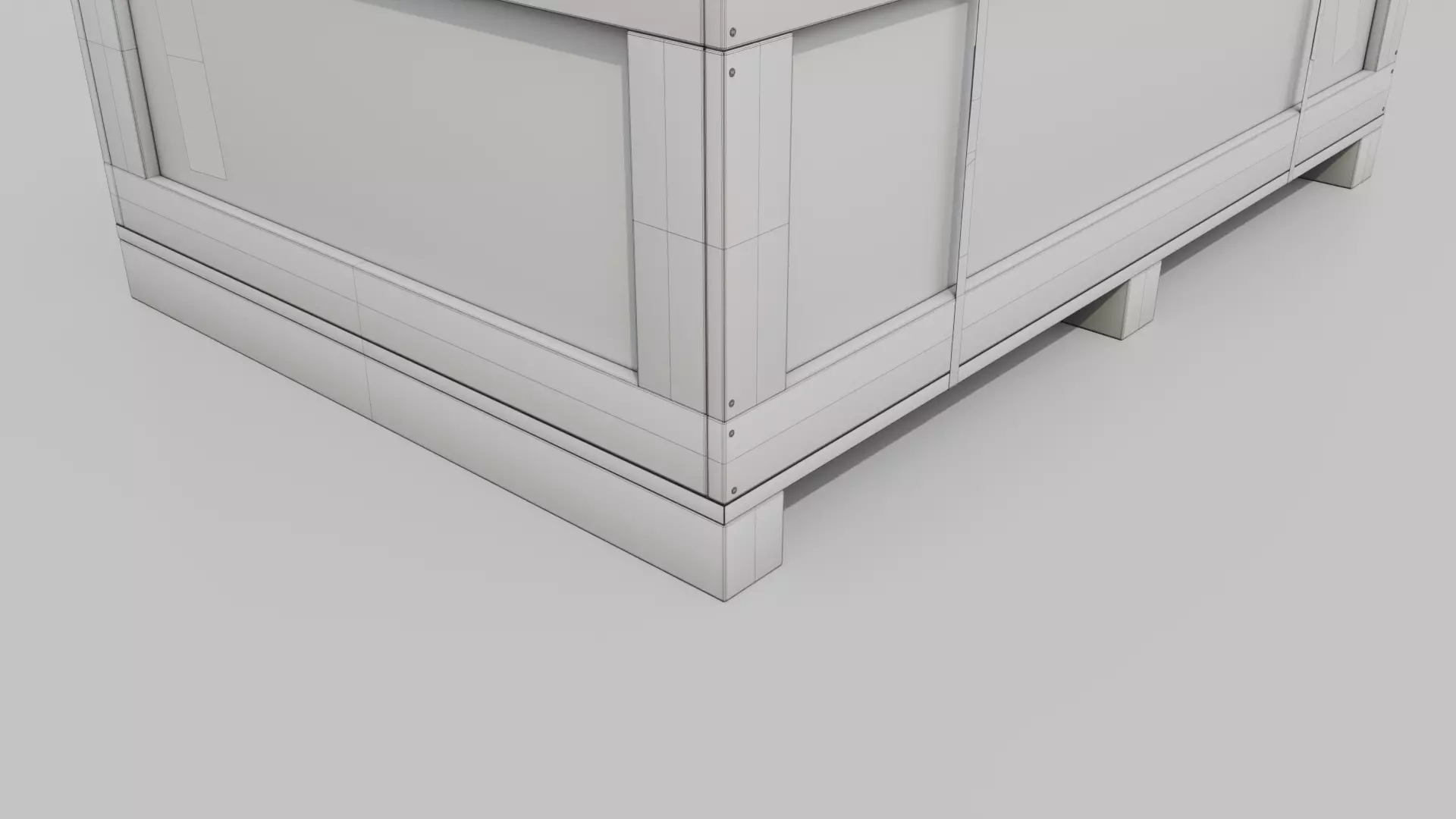 Wide and Flat Wooden Crate - Customizable Shipping Box Low-poly 3D model_21