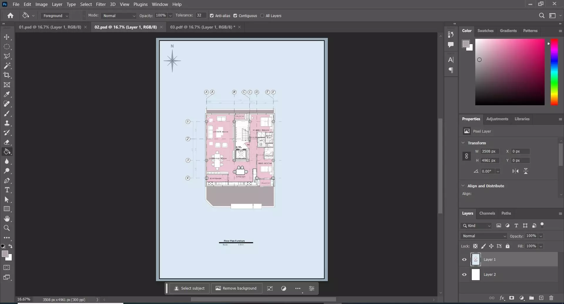 Residential Building Plans Ground Floor with 5 Parking Bays 3D model_11