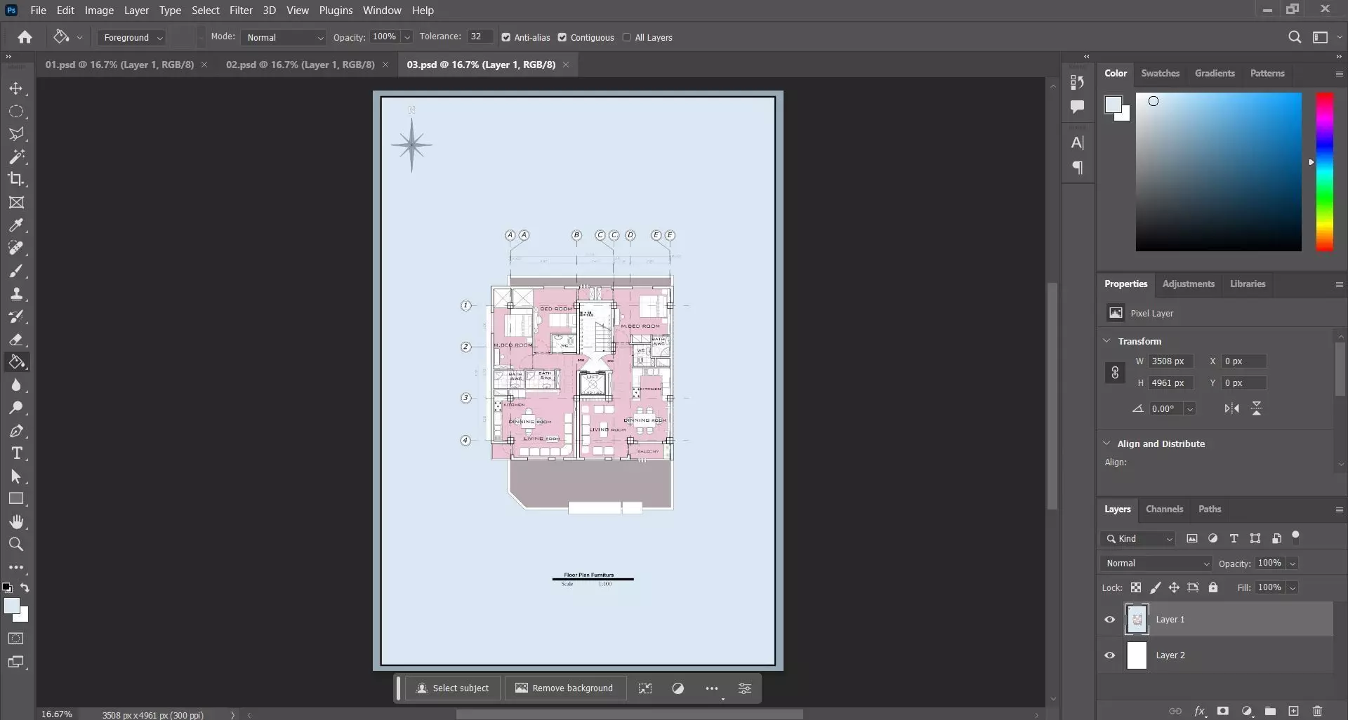 Residential Building Plans Ground Floor with 5 Parking Bays 3D model_12