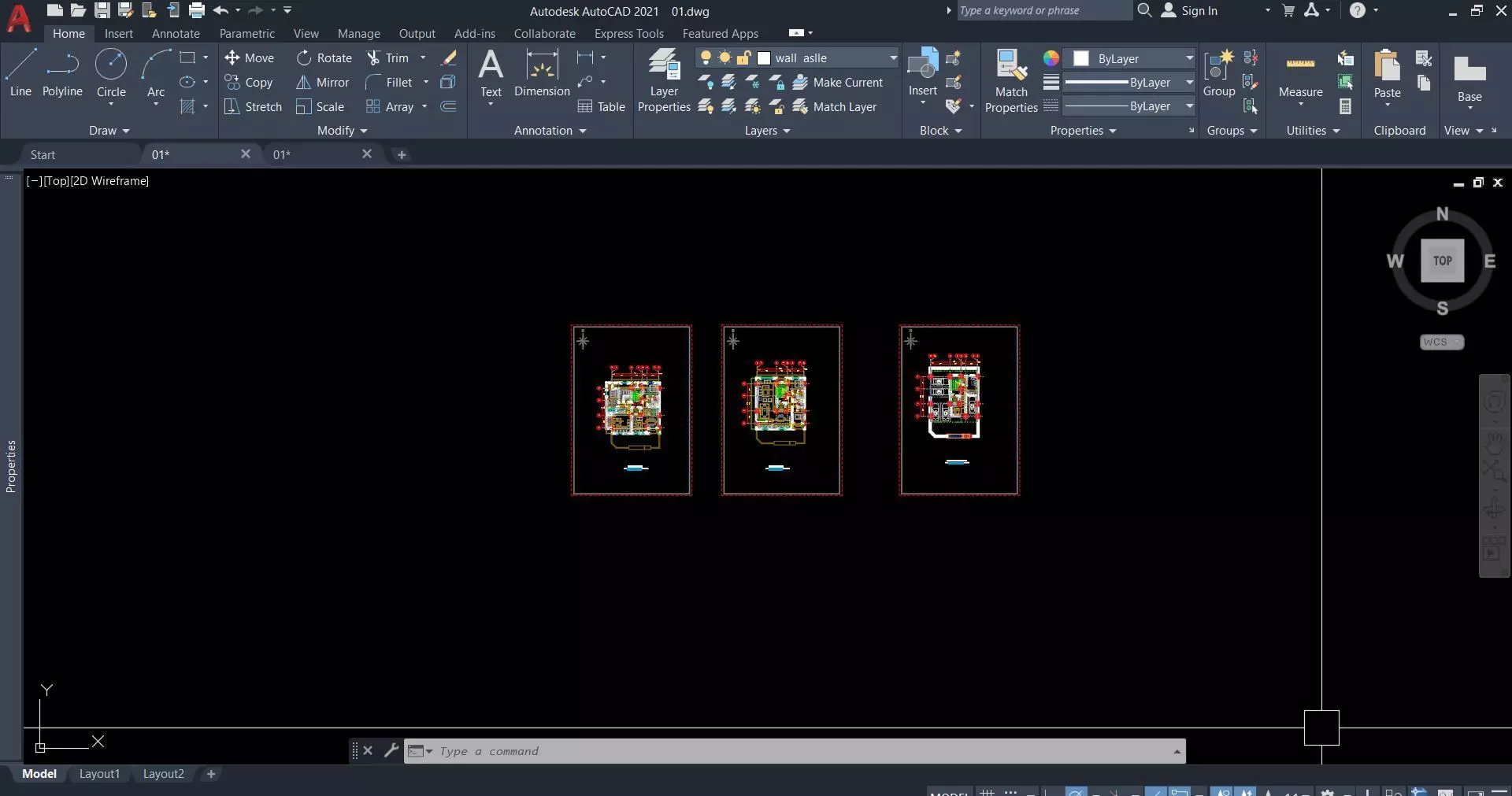 Residential Building Plans Ground Floor with 5 Parking Bays 3D model_9