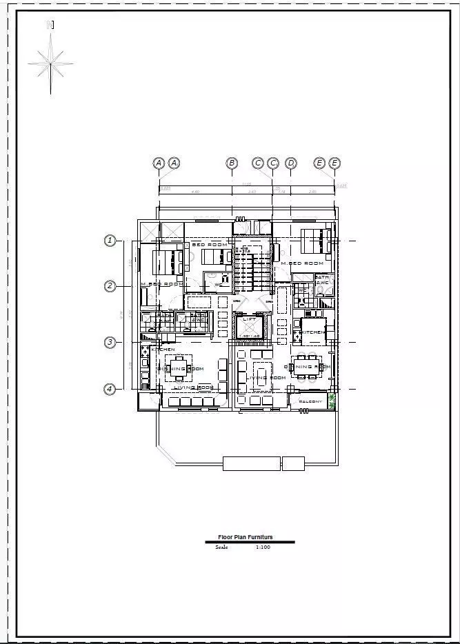 Residential Building Plans Ground Floor with 5 Parking Bays 3D model_7