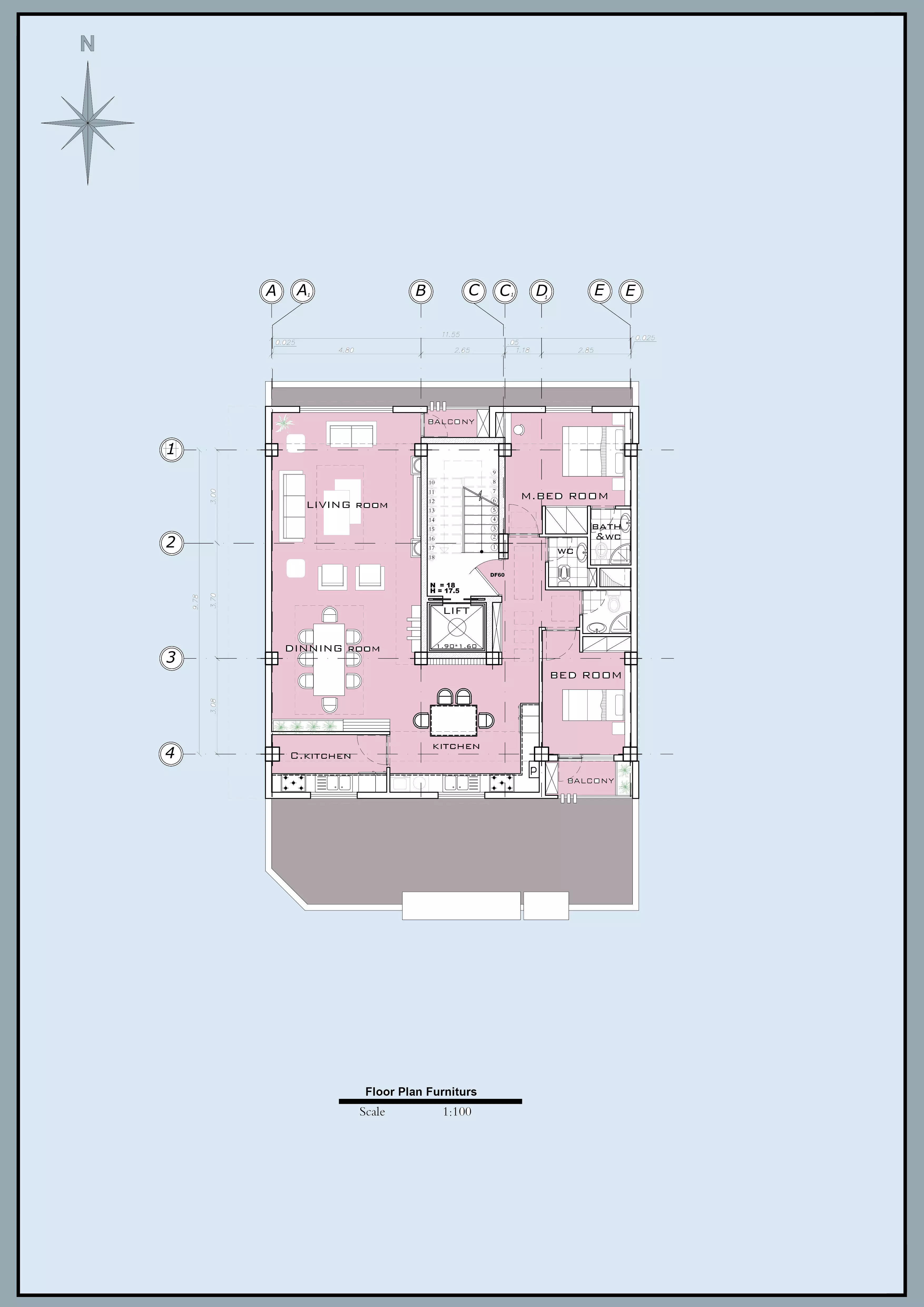 Residential Building Plans Ground Floor with 5 Parking Bays 3D model_0