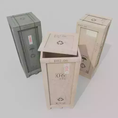 Tall Wooden Crate - Customizable Shipping Box Low-poly 3D model