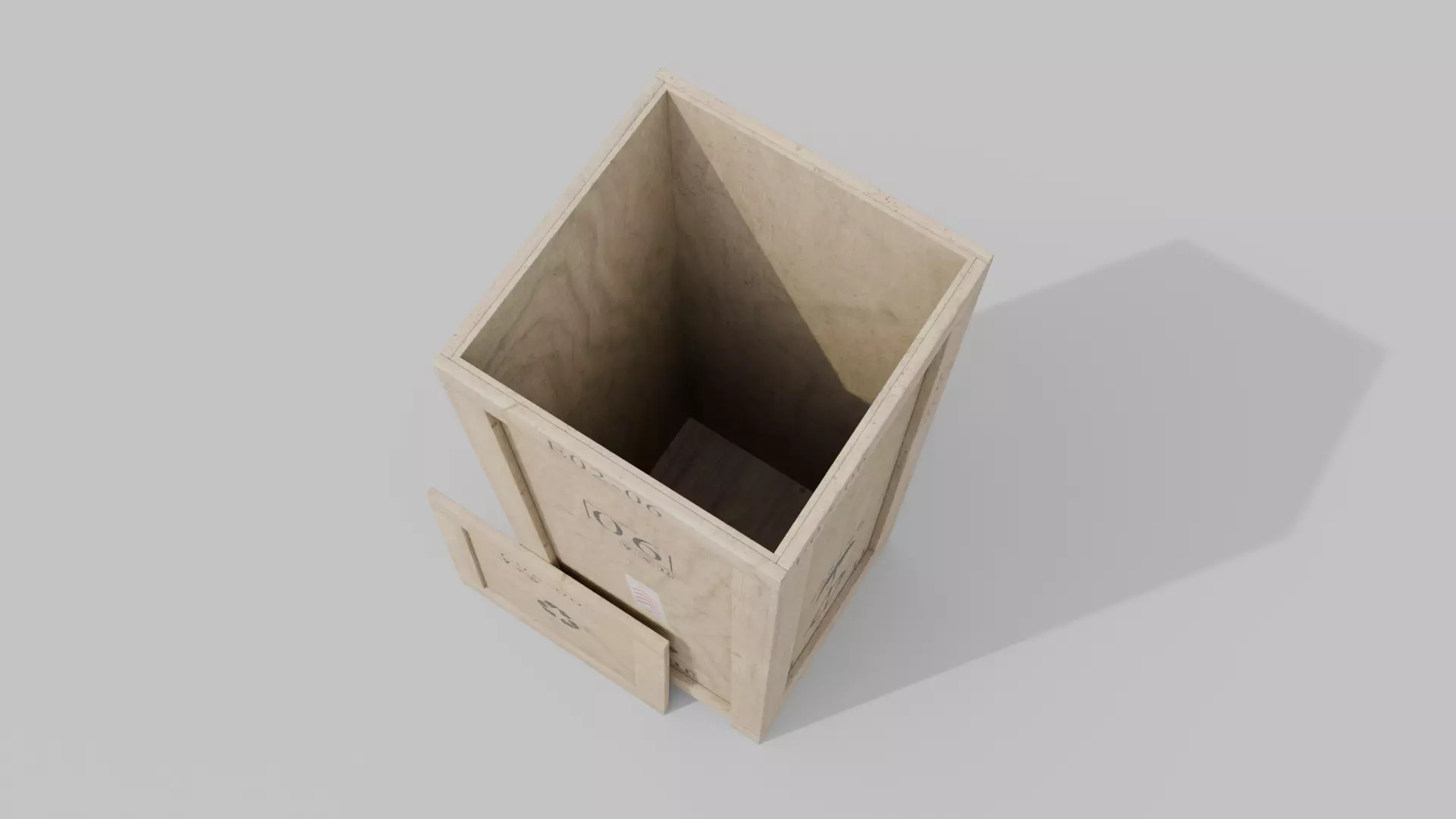 Tall Wooden Crate - Customizable Shipping Box Low-poly 3D model_12
