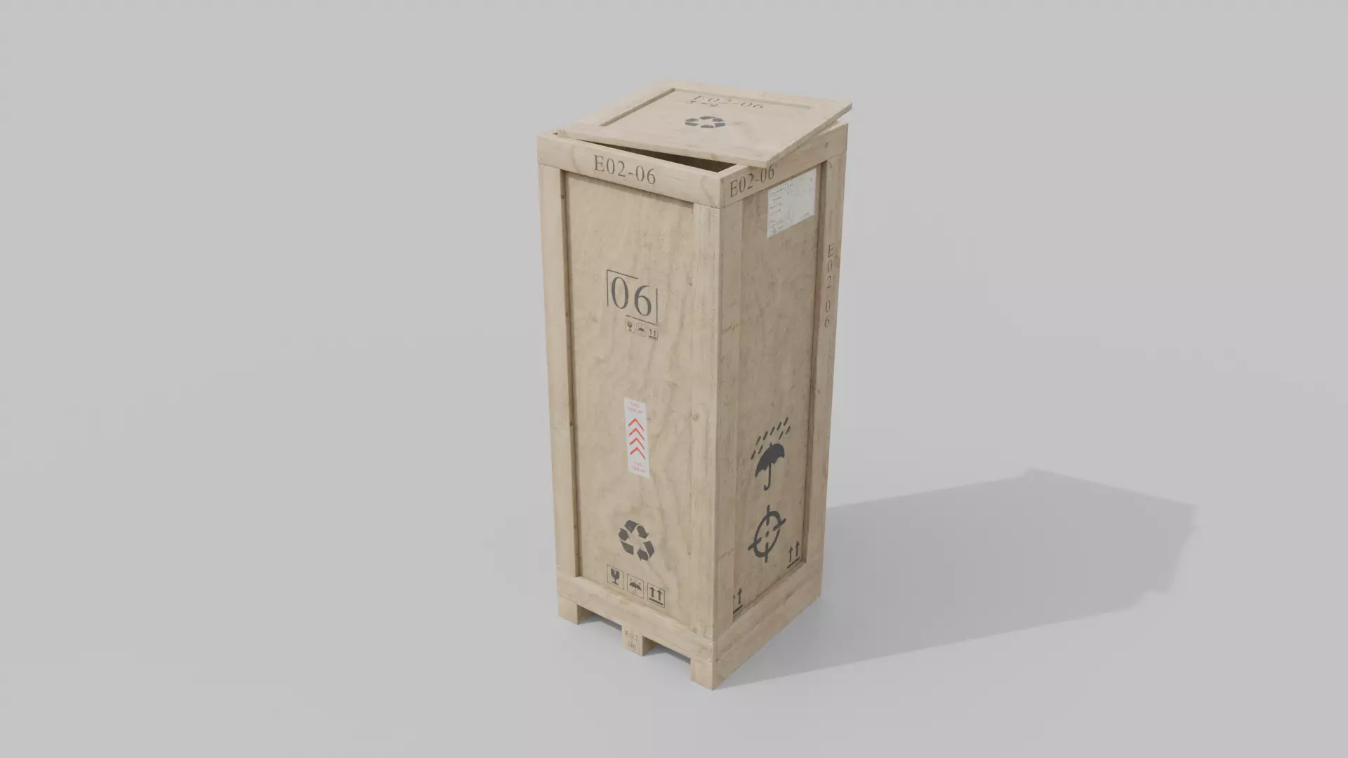 Tall Wooden Crate - Customizable Shipping Box Low-poly 3D model_9