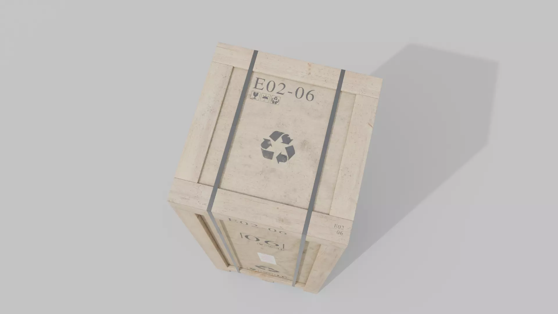 Tall Wooden Crate - Customizable Shipping Box Low-poly 3D model_6