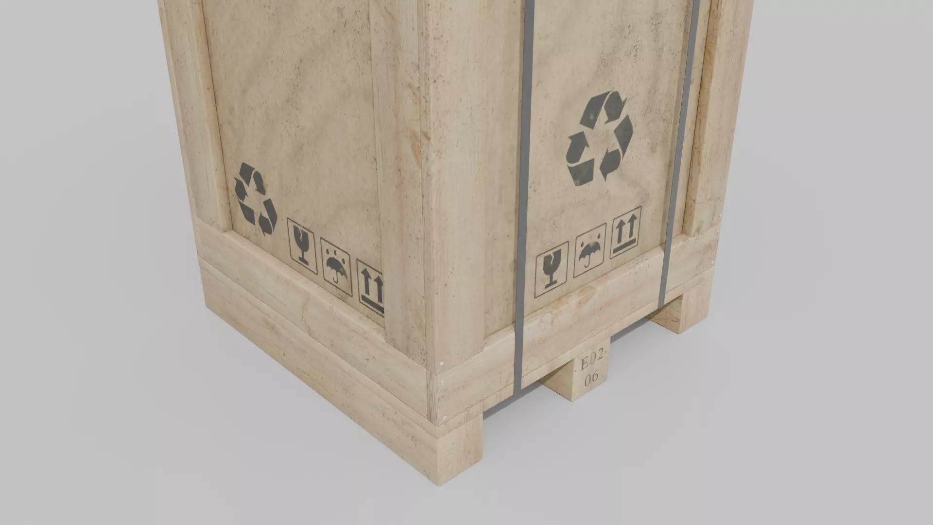 Tall Wooden Crate - Customizable Shipping Box Low-poly 3D model_8