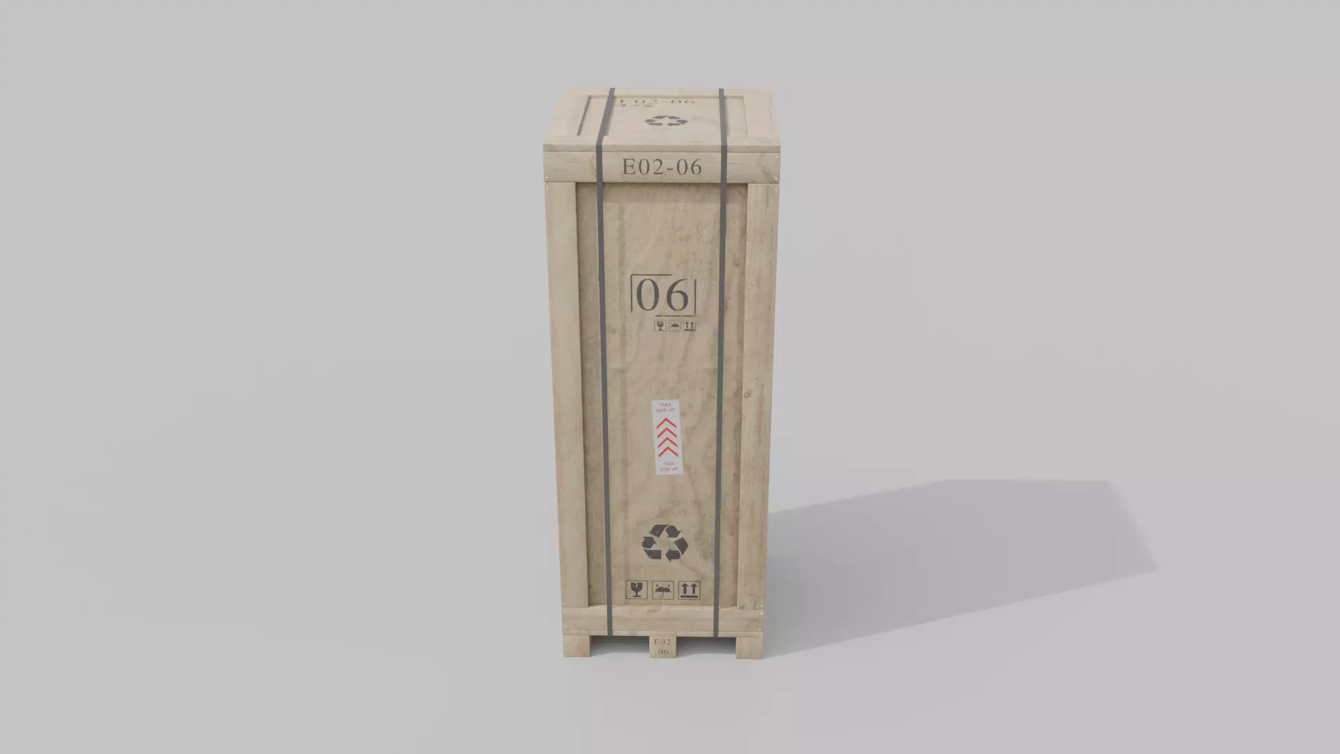 Tall Wooden Crate - Customizable Shipping Box Low-poly 3D model_4