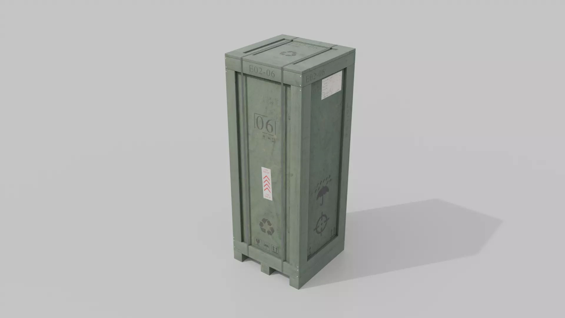 Tall Wooden Crate - Customizable Shipping Box Low-poly 3D model_13