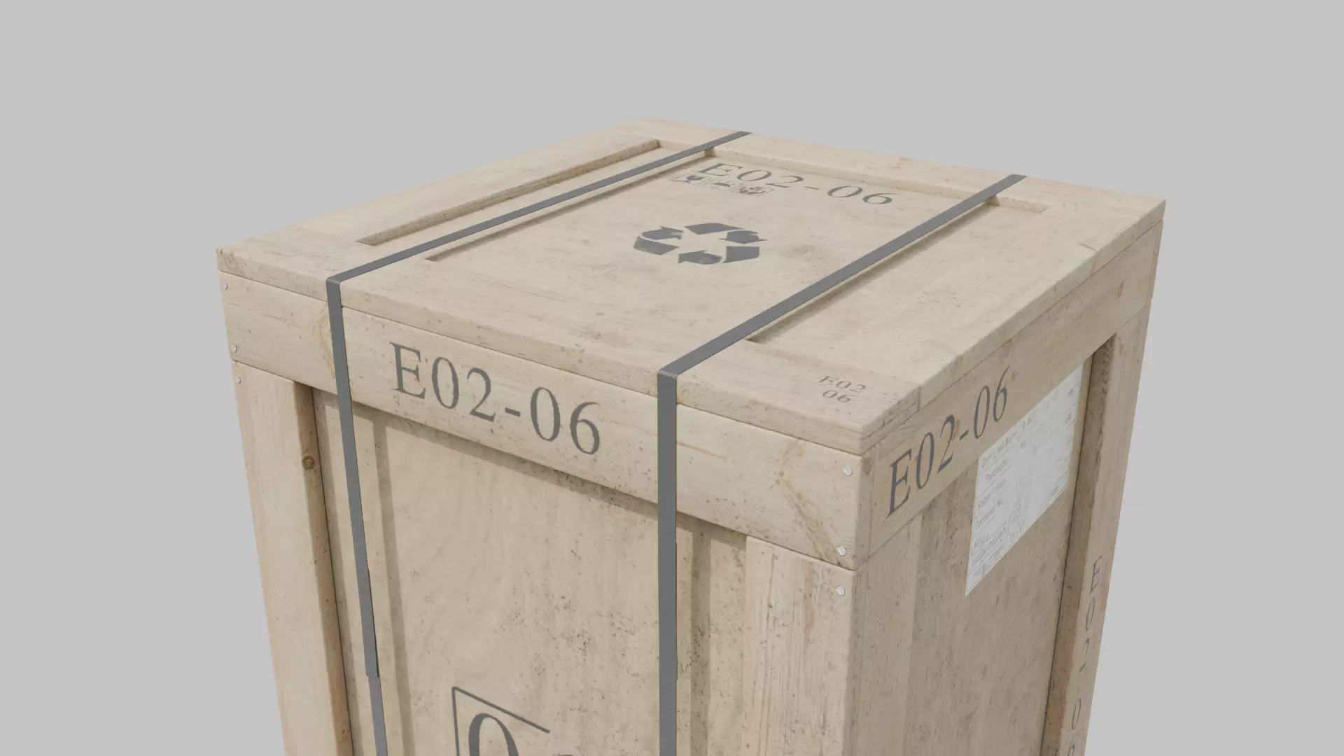 Tall Wooden Crate - Customizable Shipping Box Low-poly 3D model_7