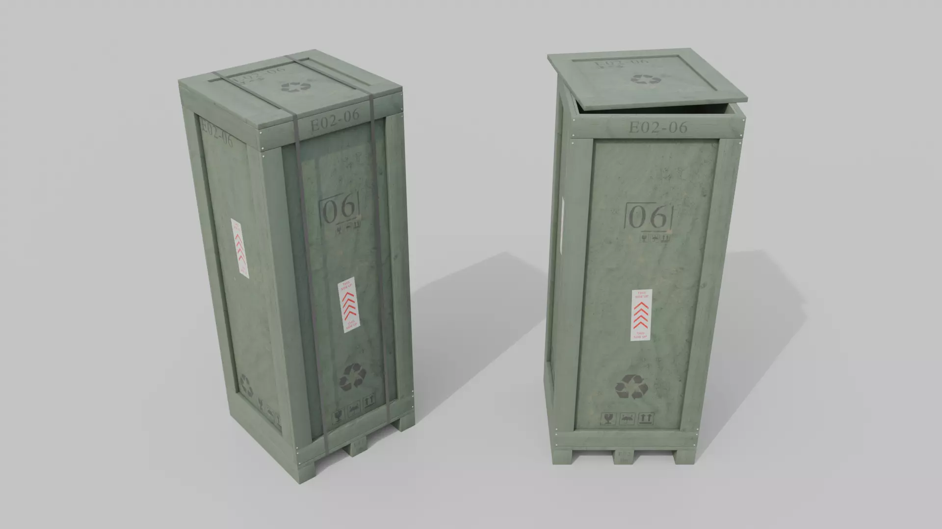 Tall Wooden Crate - Customizable Shipping Box Low-poly 3D model_14