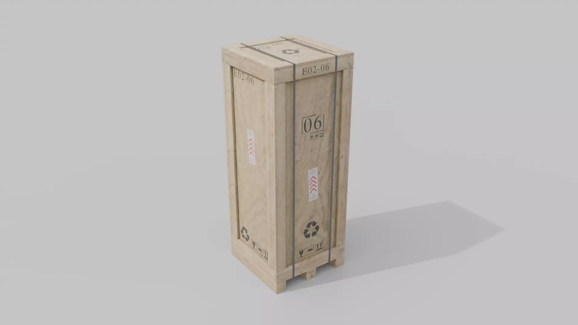 Tall Wooden Crate - Customizable Shipping Box Low-poly 3D model_3