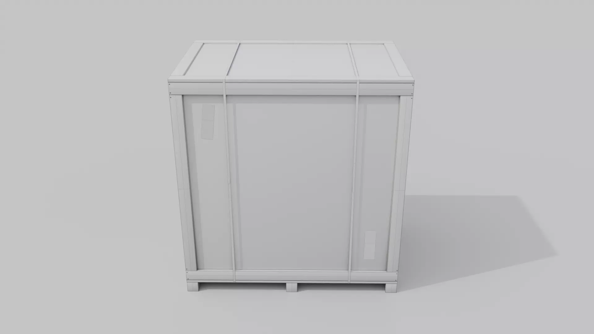 Tall Wide Wooden Crate - Customizable Shipping Box Low-poly 3D model_19