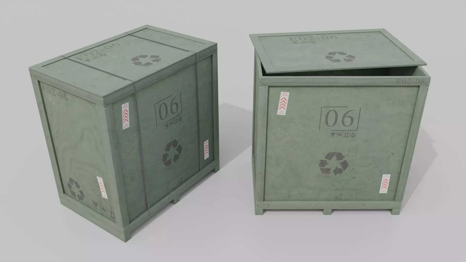 Tall Wide Wooden Crate - Customizable Shipping Box Low-poly 3D model_14