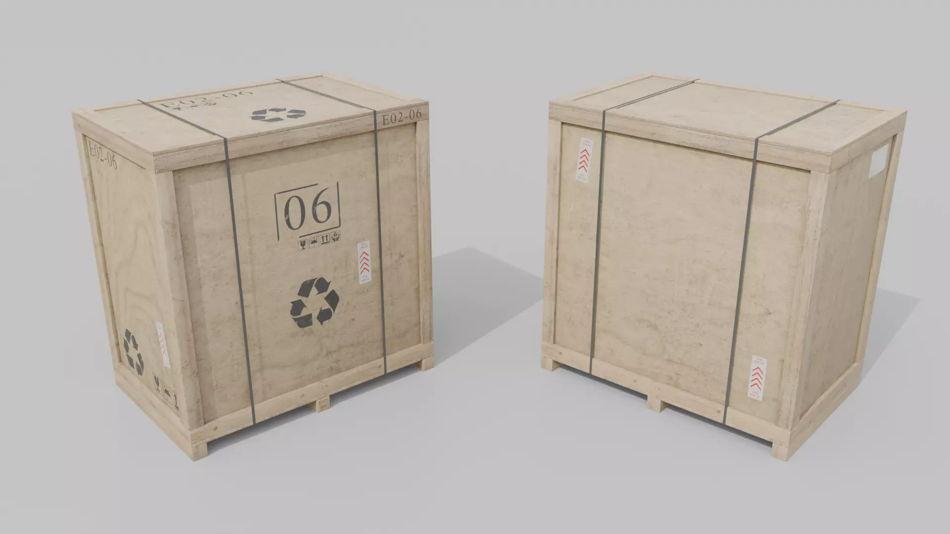 Tall Wide Wooden Crate - Customizable Shipping Box Low-poly 3D model_16