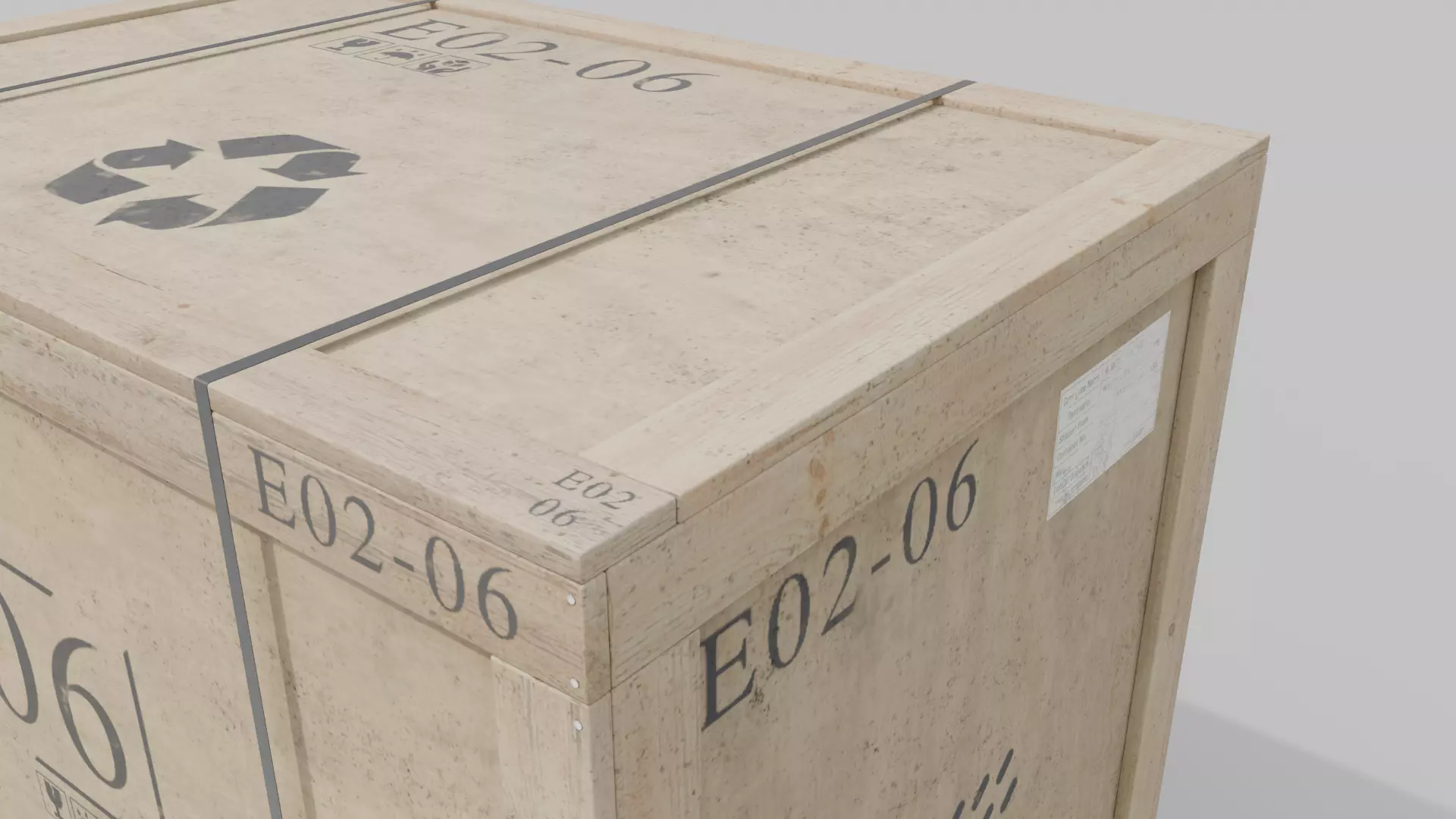 Tall Wide Wooden Crate - Customizable Shipping Box Low-poly 3D model_7