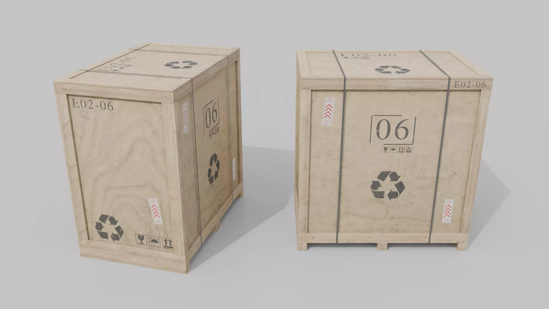 Tall Wide Wooden Crate - Customizable Shipping Box Low-poly 3D model_5