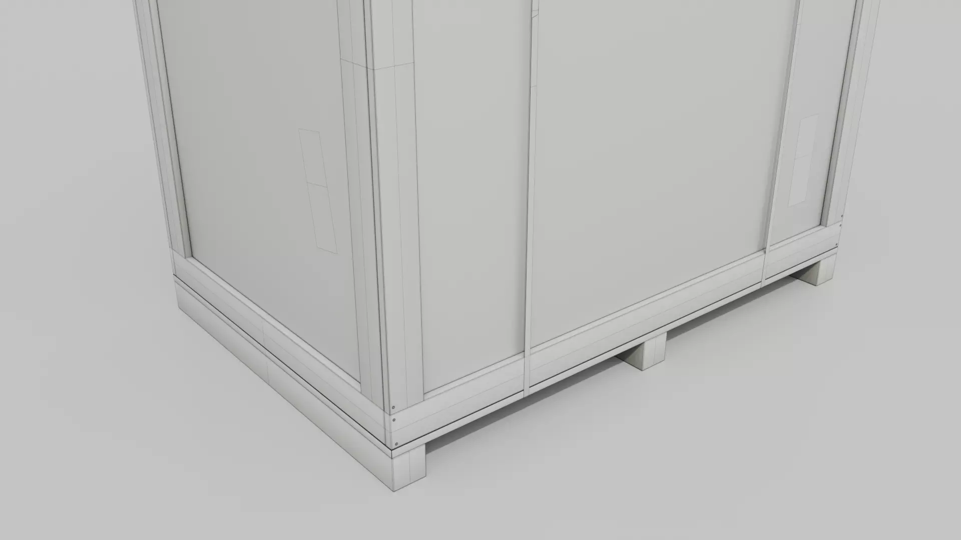 Tall Wide Wooden Crate - Customizable Shipping Box Low-poly 3D model_21