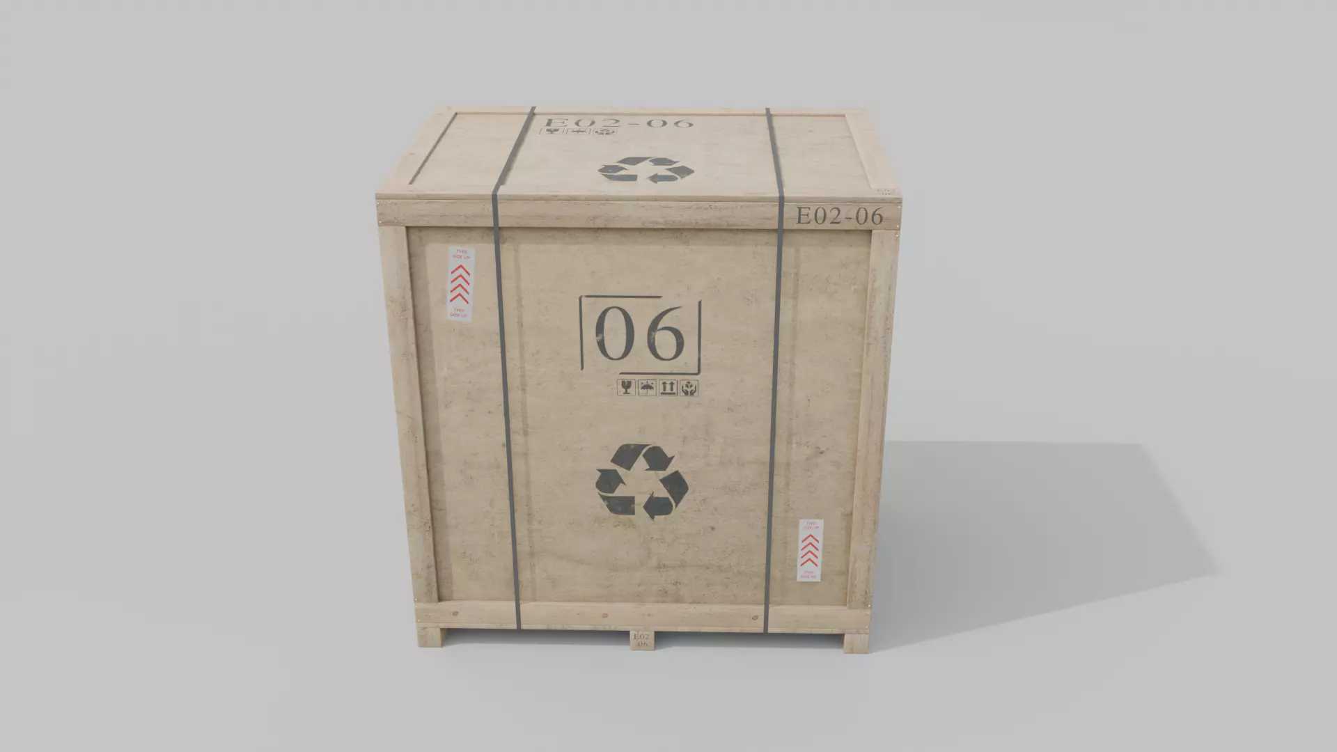 Tall Wide Wooden Crate - Customizable Shipping Box Low-poly 3D model_4