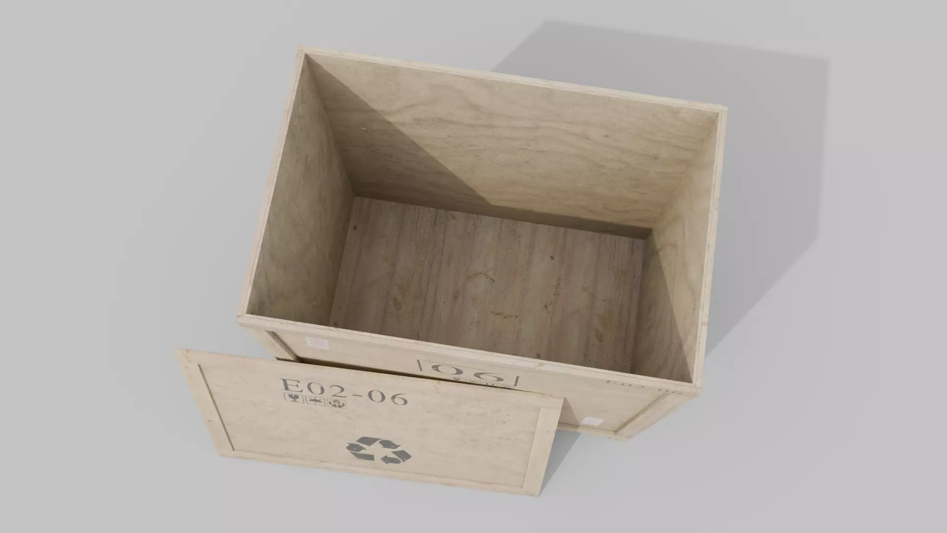 Tall Wide Wooden Crate - Customizable Shipping Box Low-poly 3D model_12