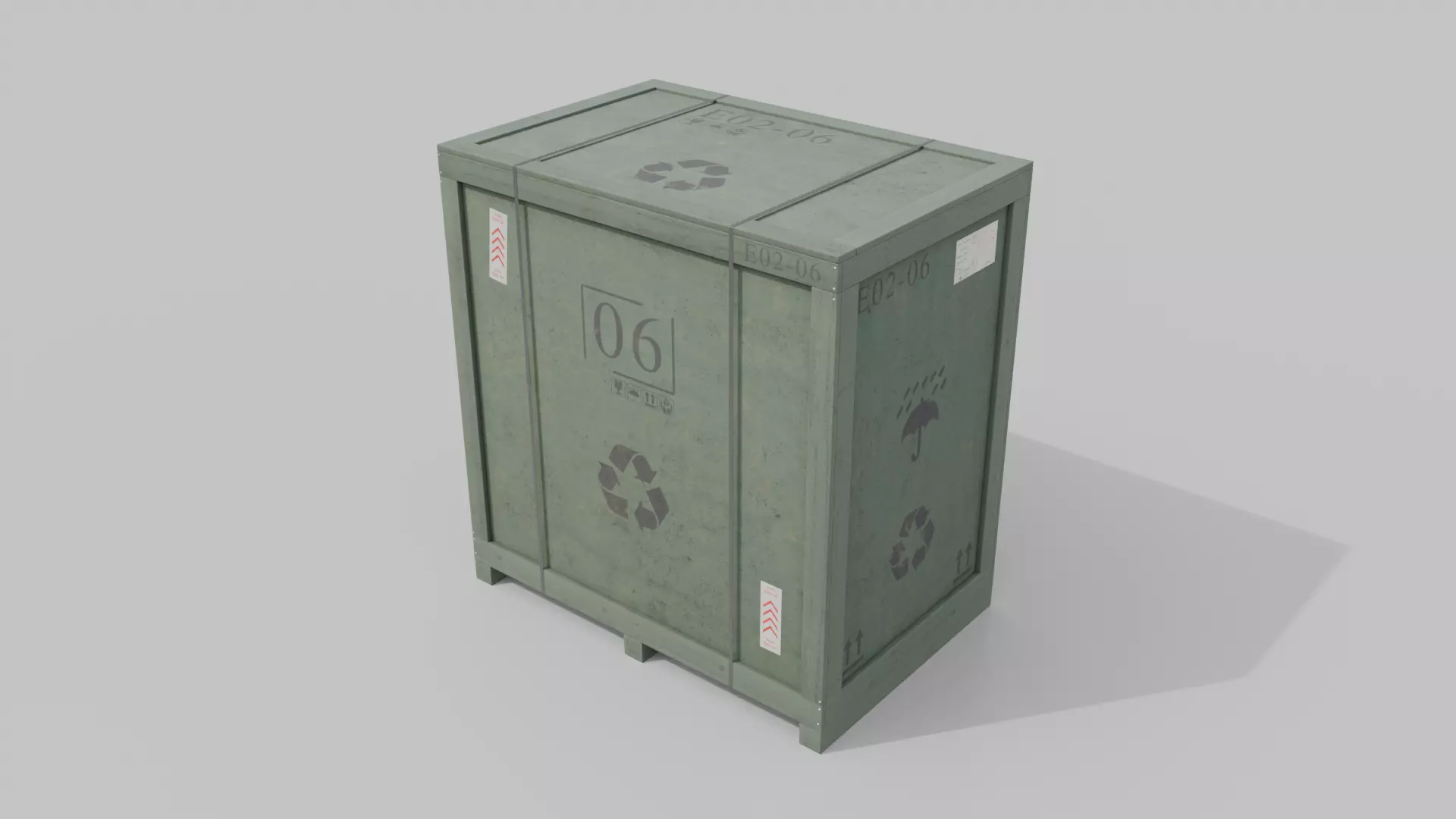 Tall Wide Wooden Crate - Customizable Shipping Box Low-poly 3D model_13