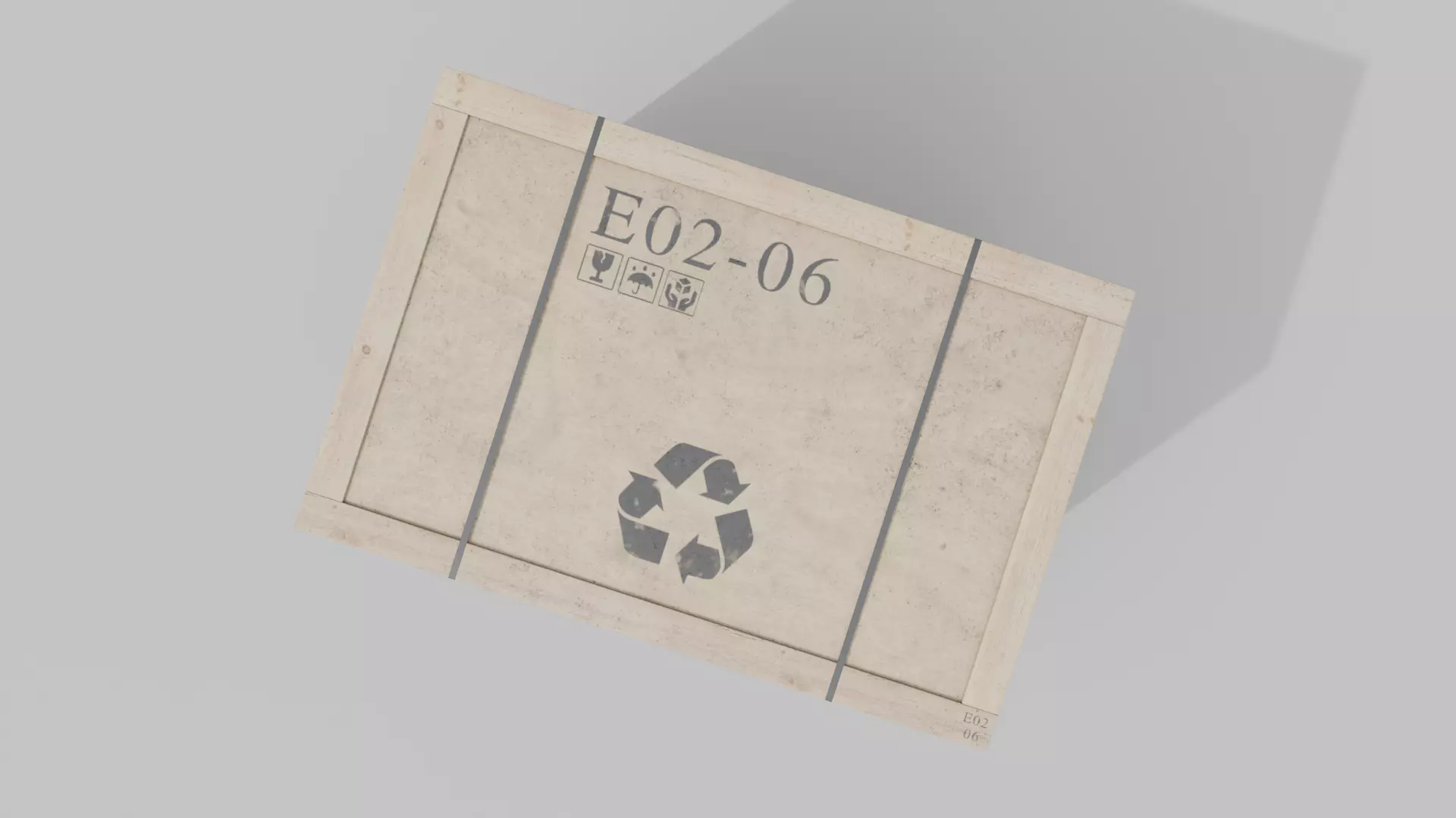 Tall Wide Wooden Crate - Customizable Shipping Box Low-poly 3D model_6