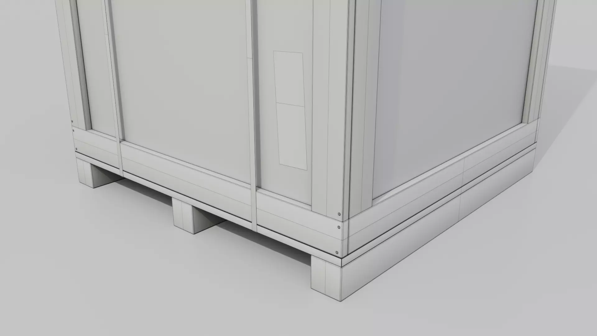 Tall Vertical Wooden Crate - Customizable Shipping Box Low-poly 3D model_22