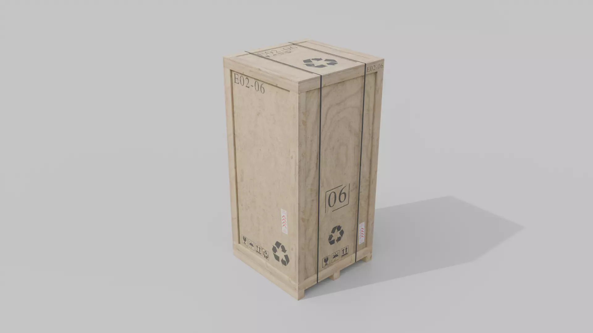 Tall Vertical Wooden Crate - Customizable Shipping Box Low-poly 3D model_3