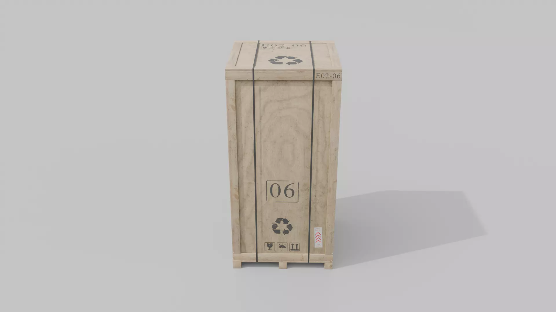 Tall Vertical Wooden Crate - Customizable Shipping Box Low-poly 3D model_4