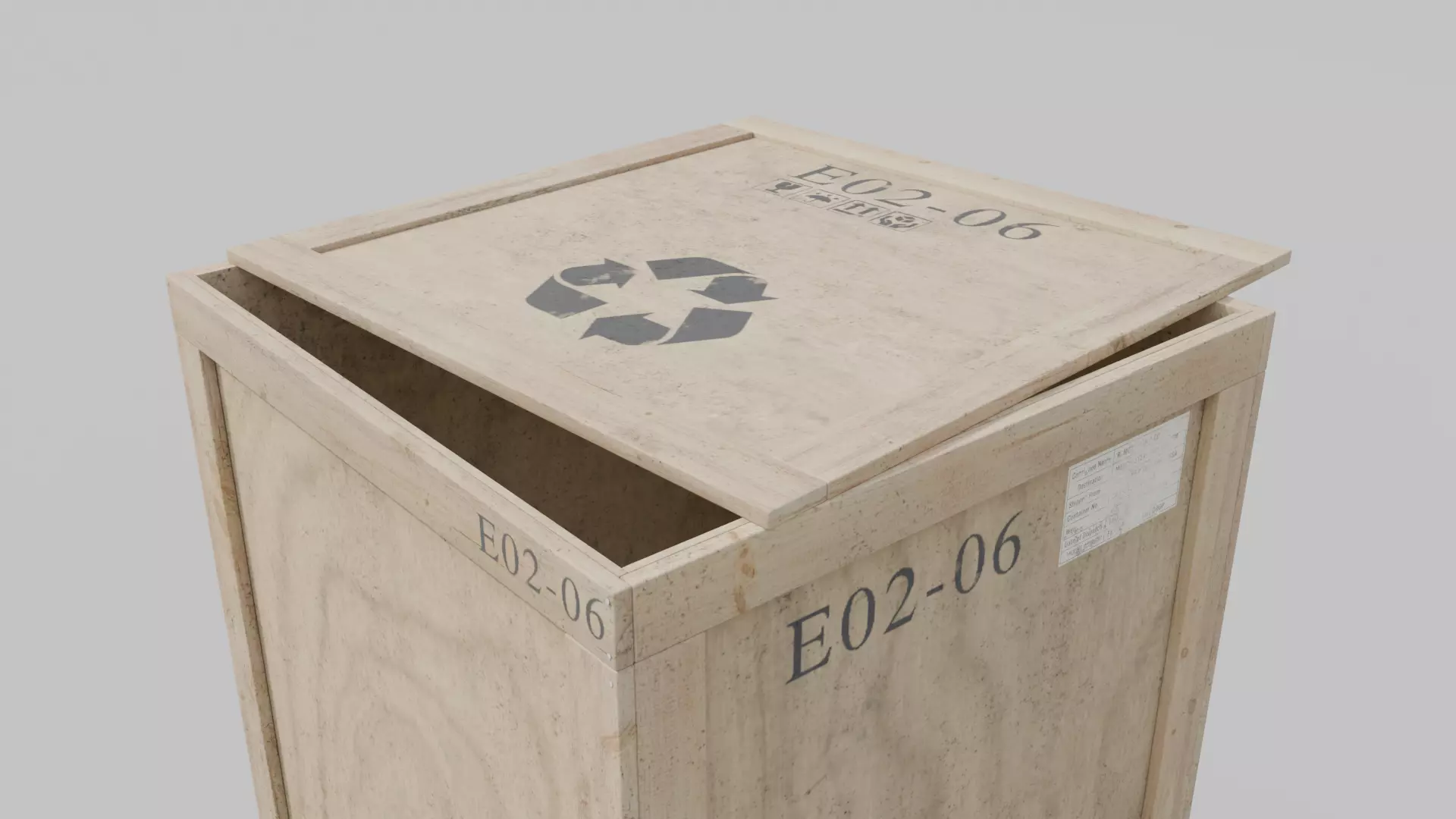 Tall Vertical Wooden Crate - Customizable Shipping Box Low-poly 3D model_10