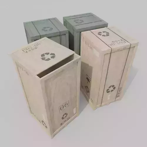 Tall Vertical Wooden Crate - Customizable Shipping Box Low-poly 3D model