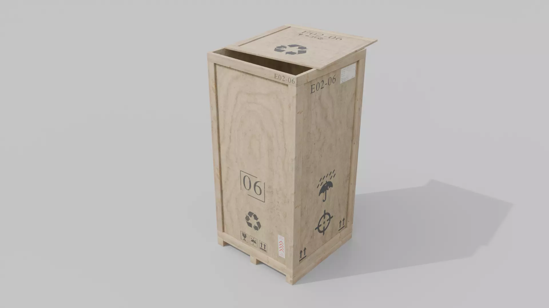 Tall Vertical Wooden Crate - Customizable Shipping Box Low-poly 3D model_9