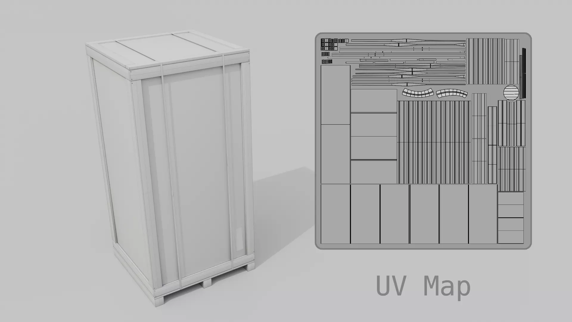 Tall Vertical Wooden Crate - Customizable Shipping Box Low-poly 3D model_24