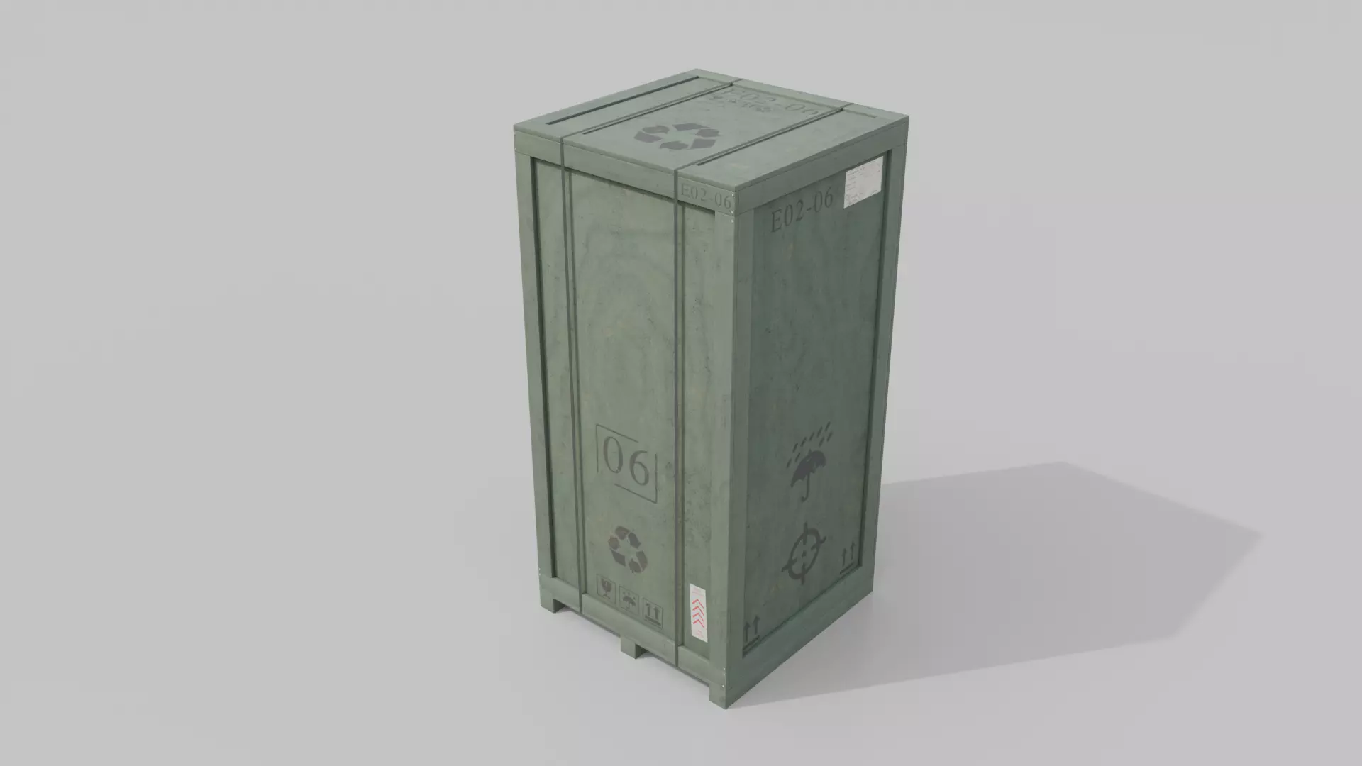 Tall Vertical Wooden Crate - Customizable Shipping Box Low-poly 3D model_13