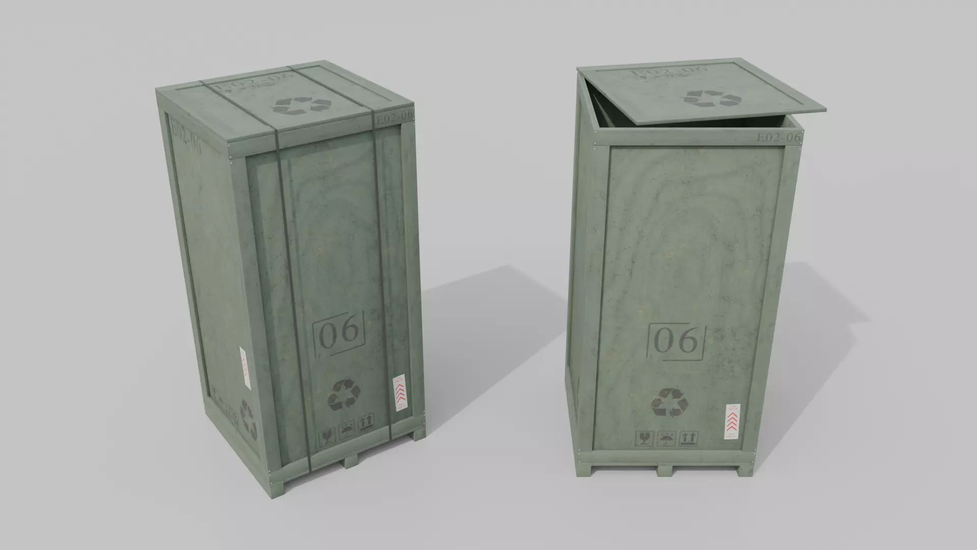 Tall Vertical Wooden Crate - Customizable Shipping Box Low-poly 3D model_15