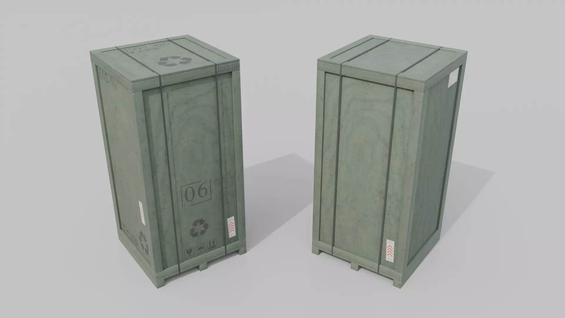 Tall Vertical Wooden Crate - Customizable Shipping Box Low-poly 3D model_18