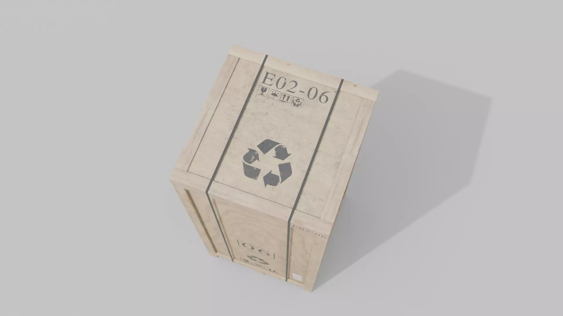 Tall Vertical Wooden Crate - Customizable Shipping Box Low-poly 3D model_6