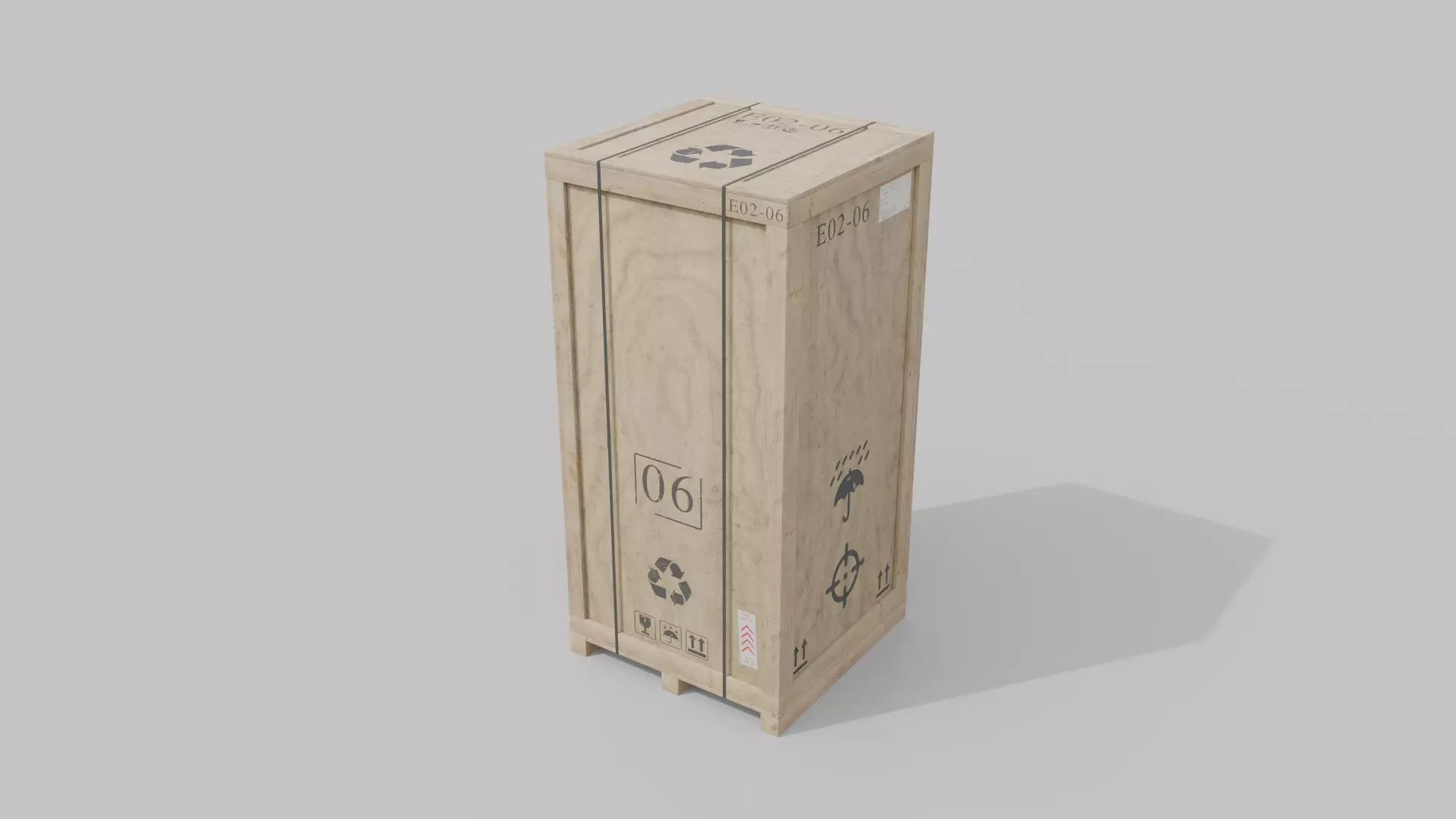 Tall Vertical Wooden Crate - Customizable Shipping Box Low-poly 3D model_2