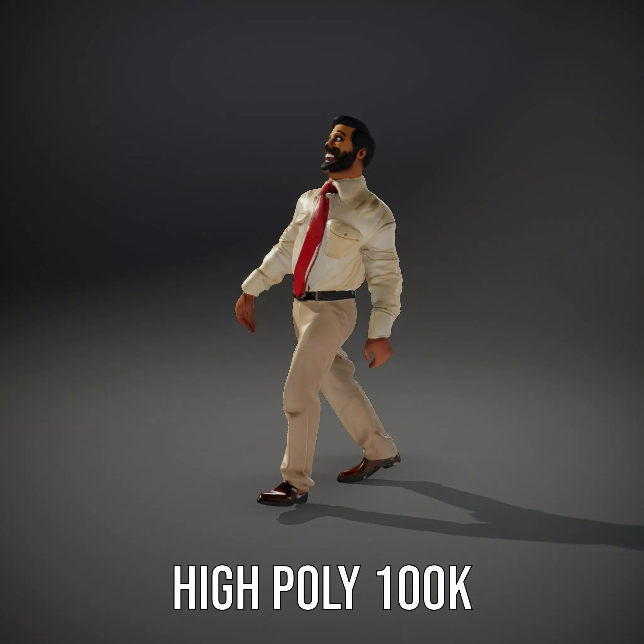 Business Professional Model Pack with Red Tie and Beige Outfit Low-poly 3D model_28