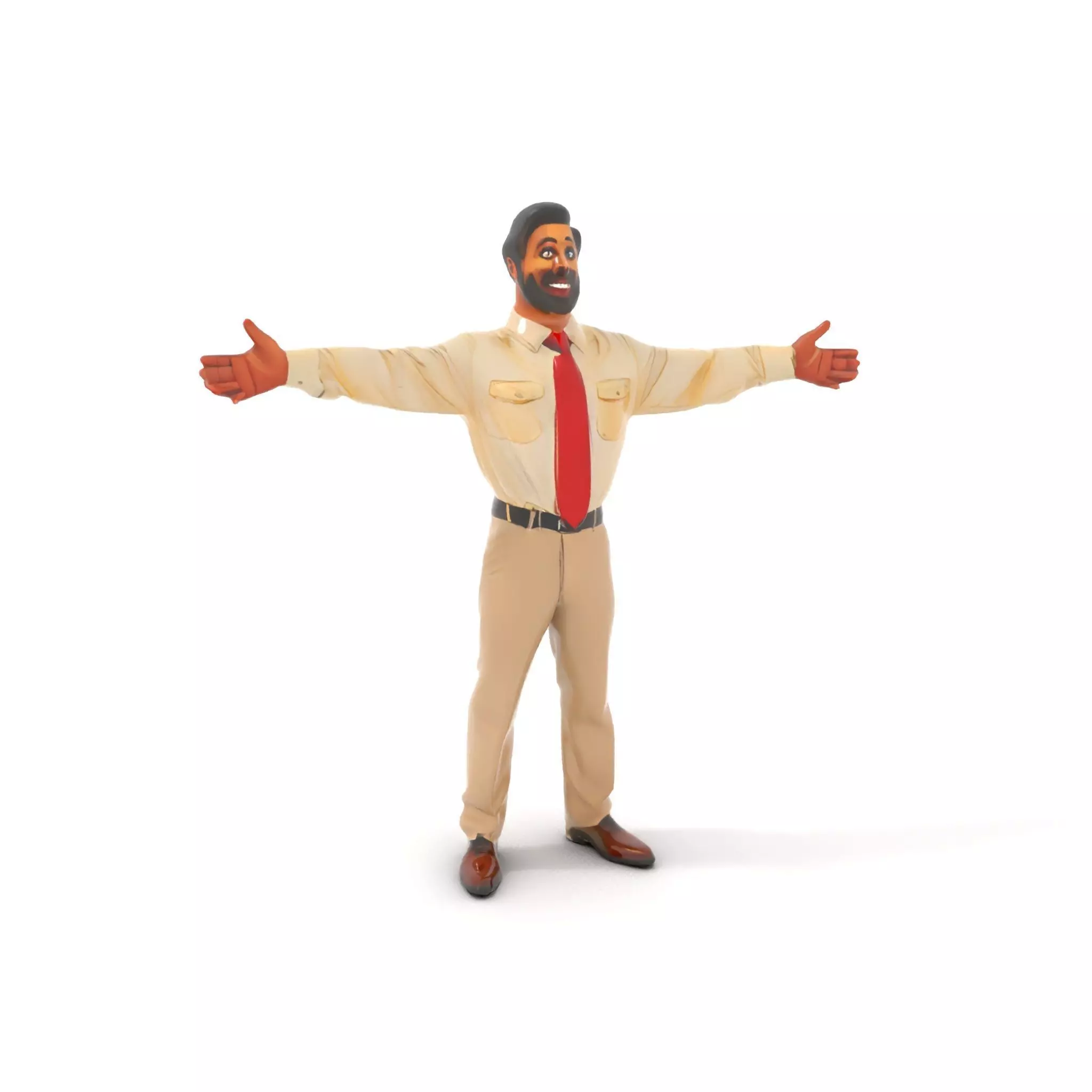 Business Professional Model Pack with Red Tie and Beige Outfit Low-poly 3D model_6