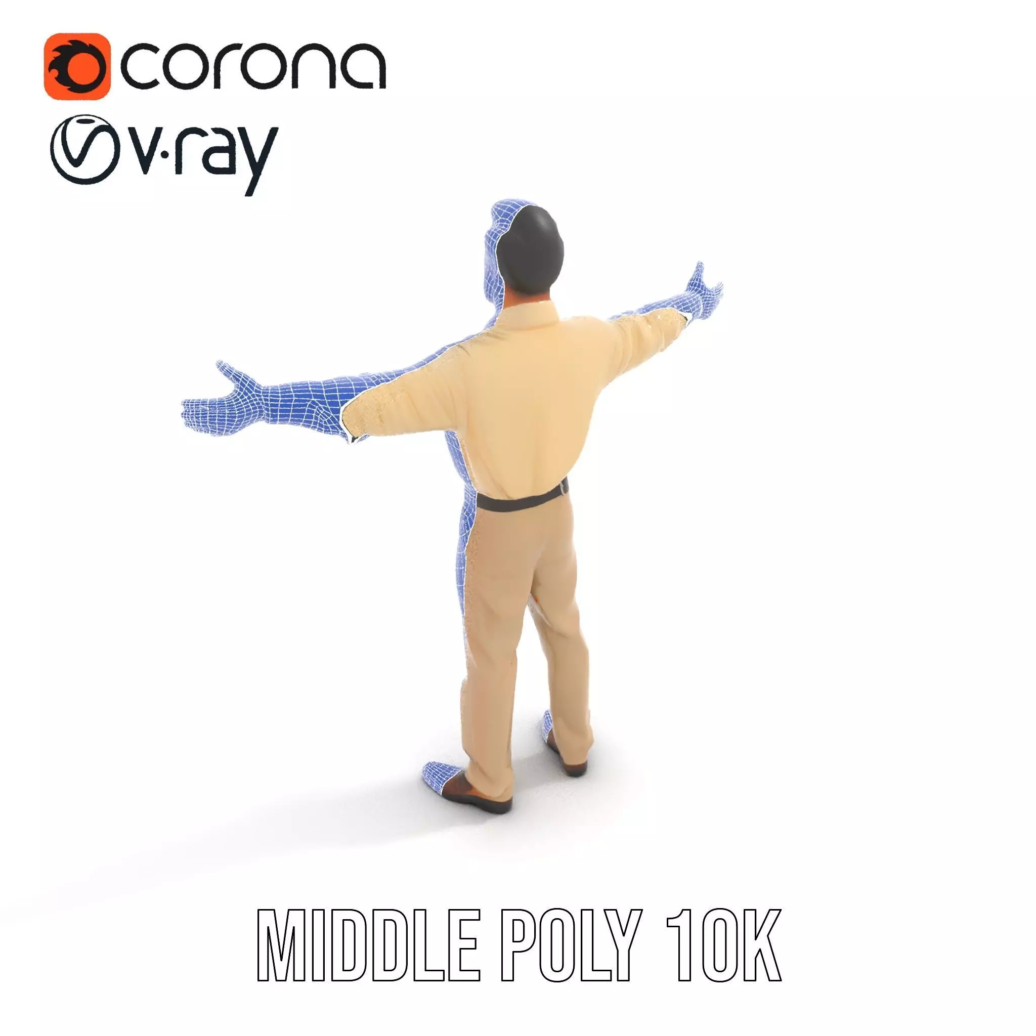 Business Professional Model Pack with Red Tie and Beige Outfit Low-poly 3D model_18