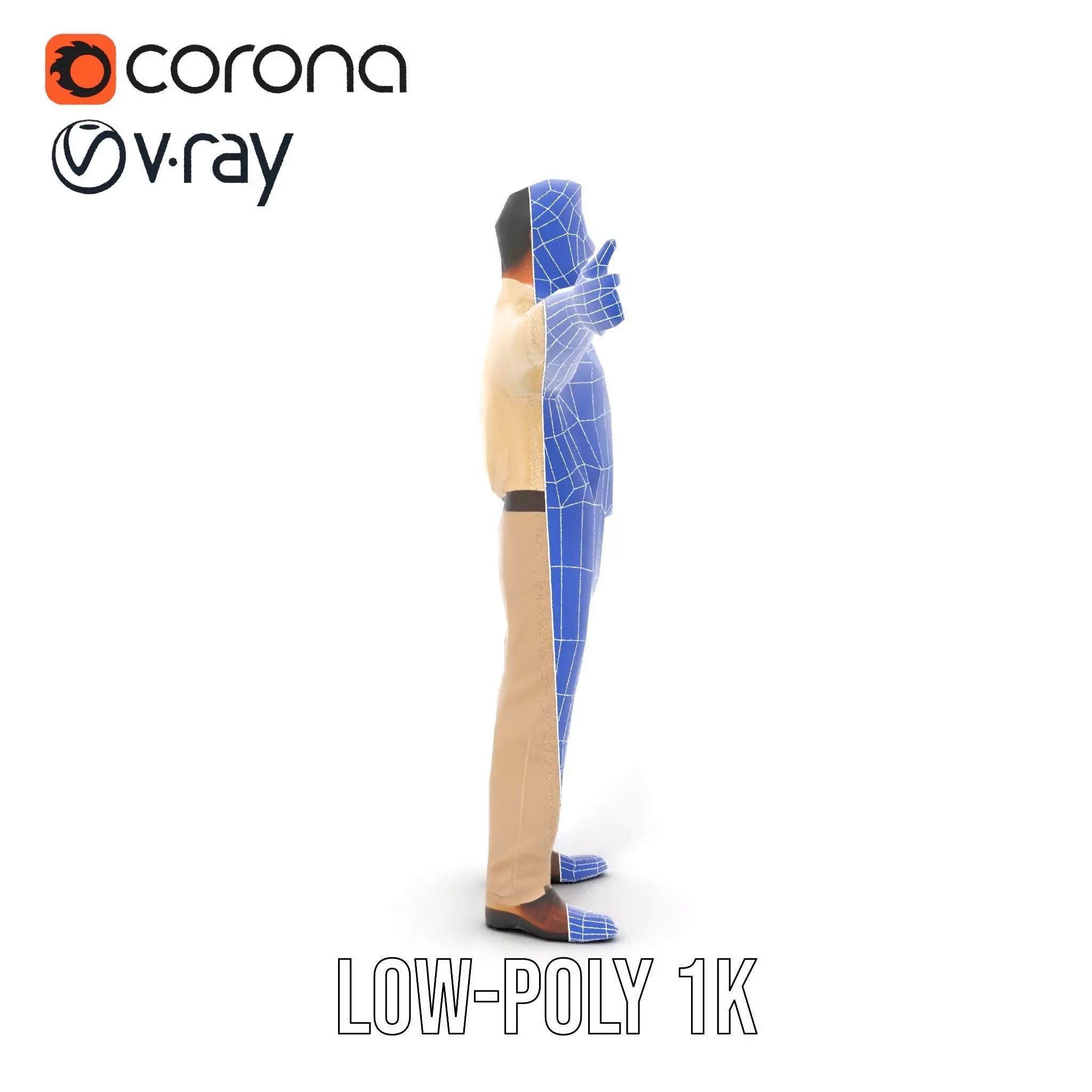 Business Professional Model Pack with Red Tie and Beige Outfit Low-poly 3D model_16